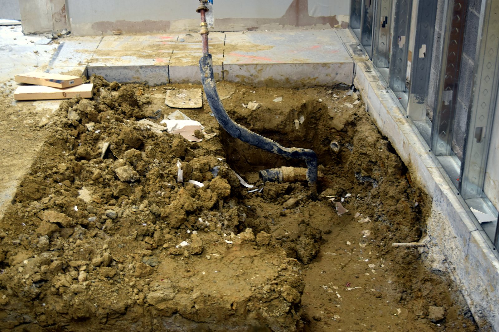 Underground plumbing trench